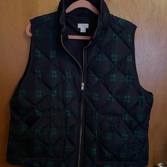 J. Crew Factory Blue and Green Plaid Vest - Picture 2 of 8